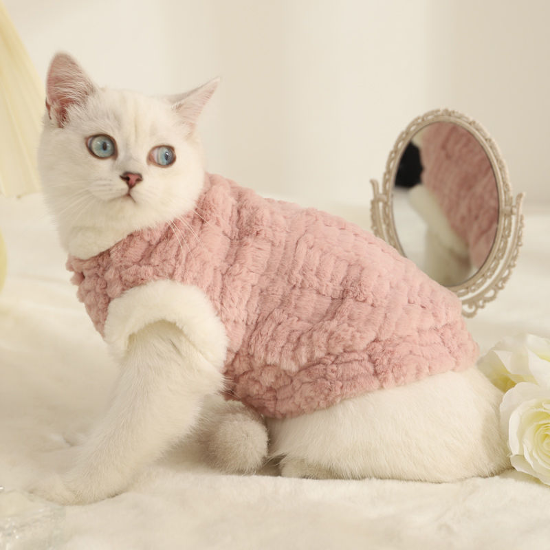 Pet Cat Clothes Fleece-lined Warm Anti-lint