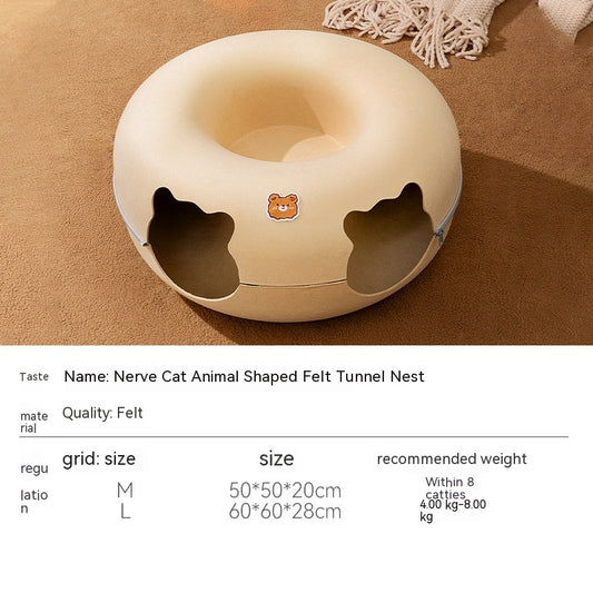 Animal-shaped Felt Zipper Cat Nest