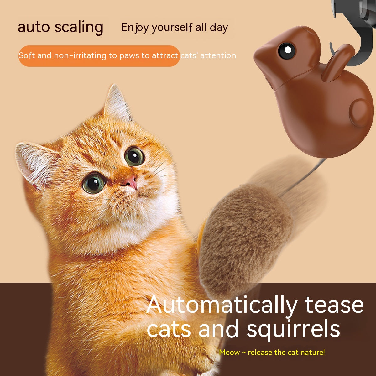 Smart Cat Teaser Toy Squirrel USB Charging