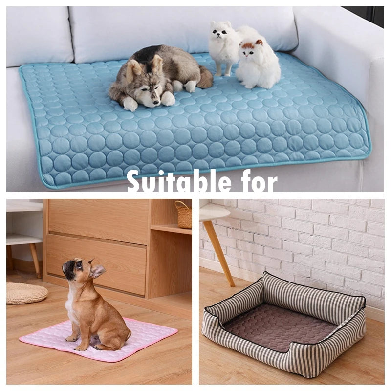 Cooling Summer Pet Mat Washable Breathable Pet Bed for Small Medium Large Dogs and Cats Ideal for Sofa and Car Travel