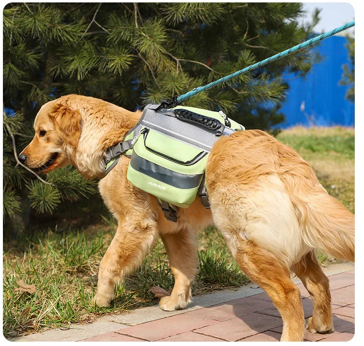 Outdoor Dog Backpack - Waterproof Reflective Tactical Saddle Bag with Double Snack Pockets for Medium & Large Dogs