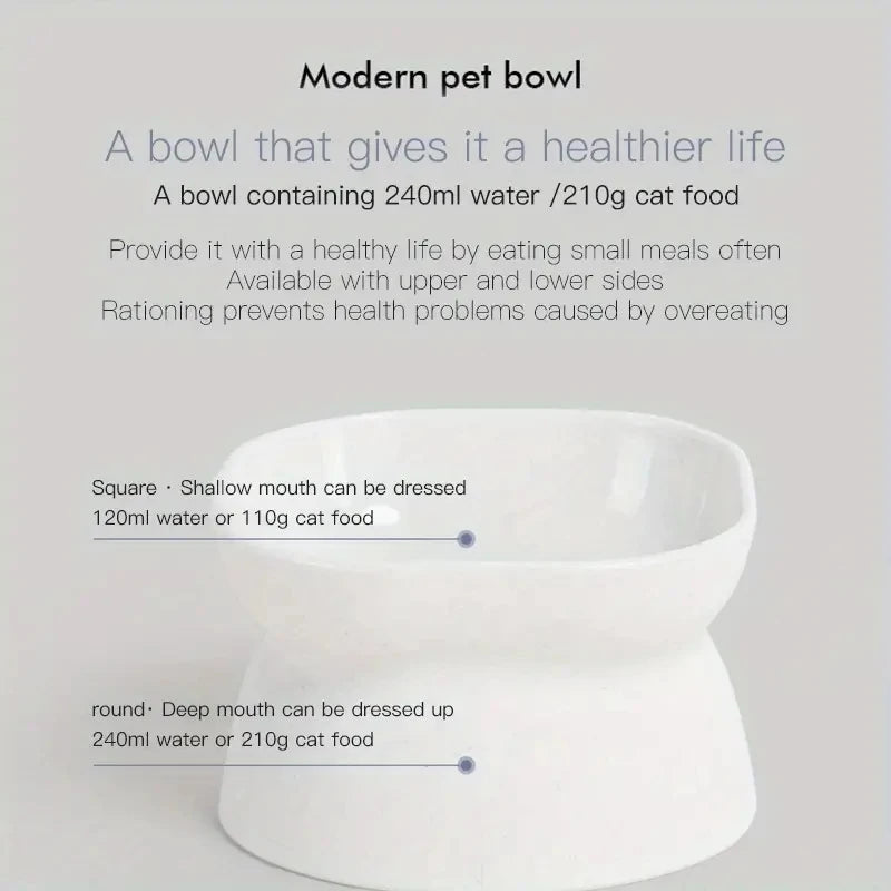 Large Opening Cat Bowl With Neck Protection Anti Rollover Plastic Tableware for Cats Classic High Foot Design