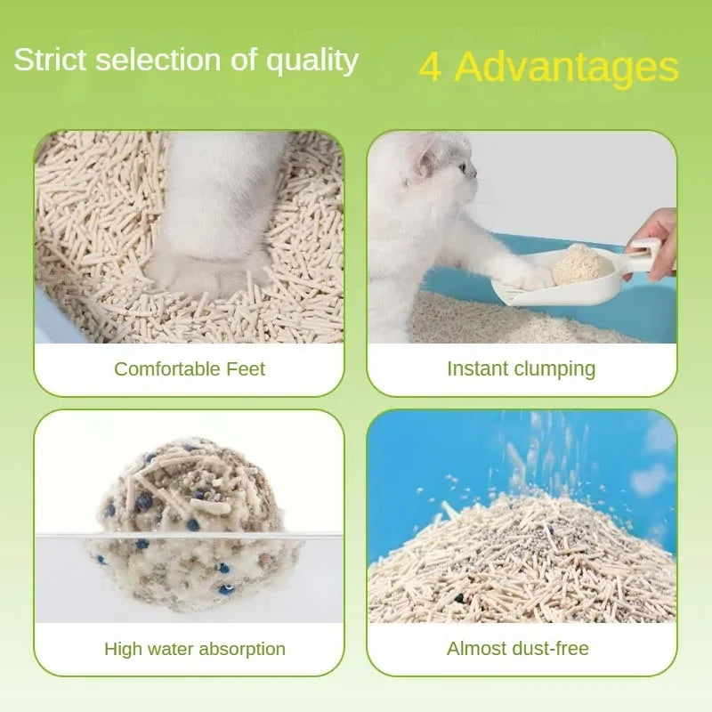 Cat Sand 6L Deodorizing Quick Clumping Flushable Natural Kitty Litter for Toilet Cleaning