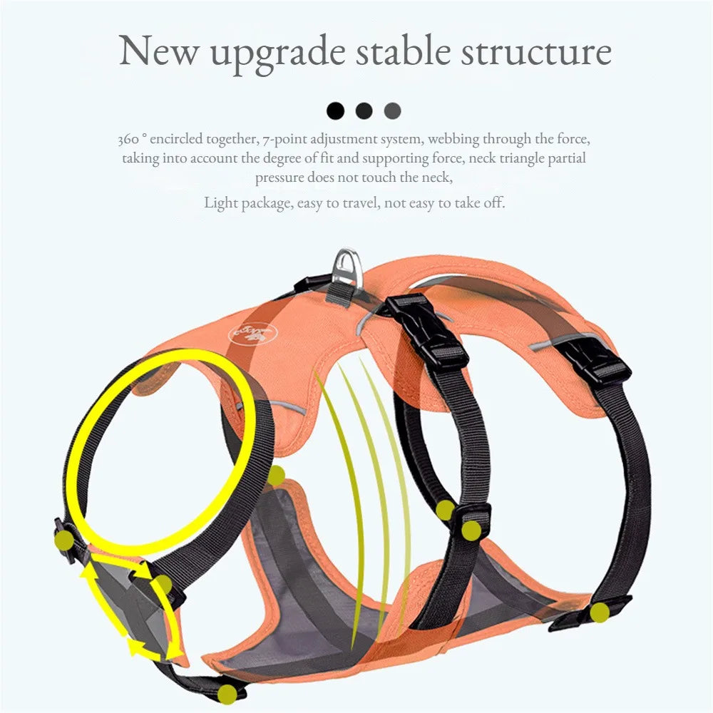 Anti-Breakaway No-Pull Harness - Reflective, Explosion-Proof for Large Dogs