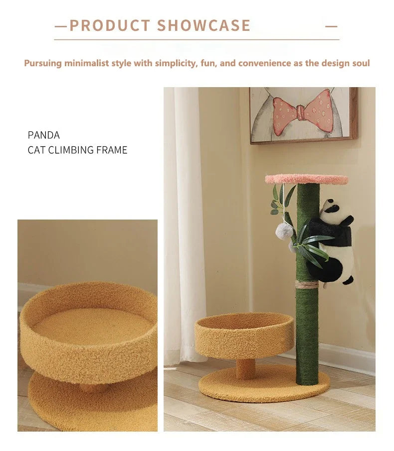 Panda-Themed Cat Tree with Sisal Scratching Posts – Cute Climbing Frame for Cats