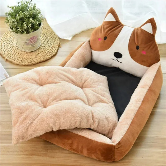 Animal Pattern Dog Bed - Breathable and Machine Washable Pet Sofa for Dogs and Cats