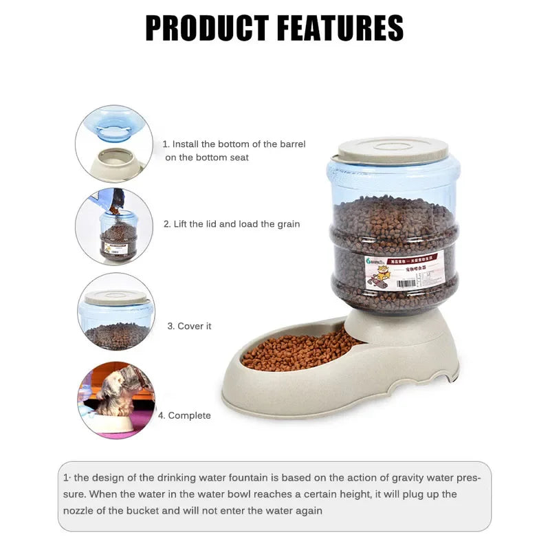 Automatic Pet Feeder and Water Dispenser – High Capacity (3.8L) Dogs and Cats