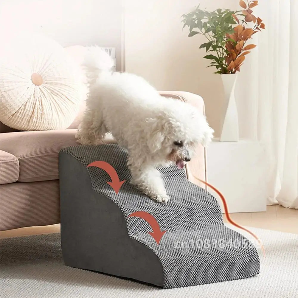 Removable 2/3-Step Dog Stairs – Non-Slip Ramp for High Couch & Bed