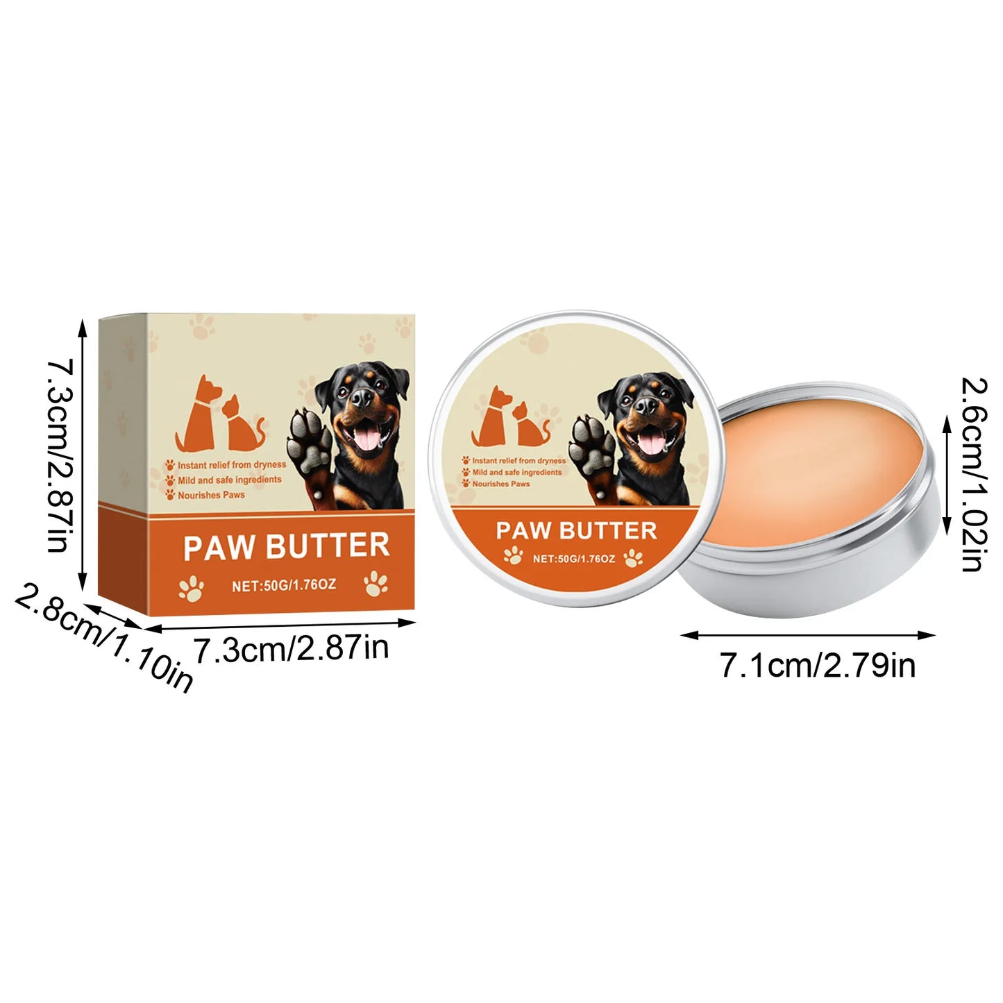 50g Pet Foot Care Soother Cream – Paw Protector Wax for Cats and Dogs Moisturizes and Repairs Dry Foot Pads Available in 1/2/5 Pcs Sets