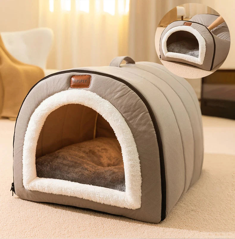 Winter Self-Warming Pet Bed – Cozy Tent Cave for Small & Medium Dogs & Cats