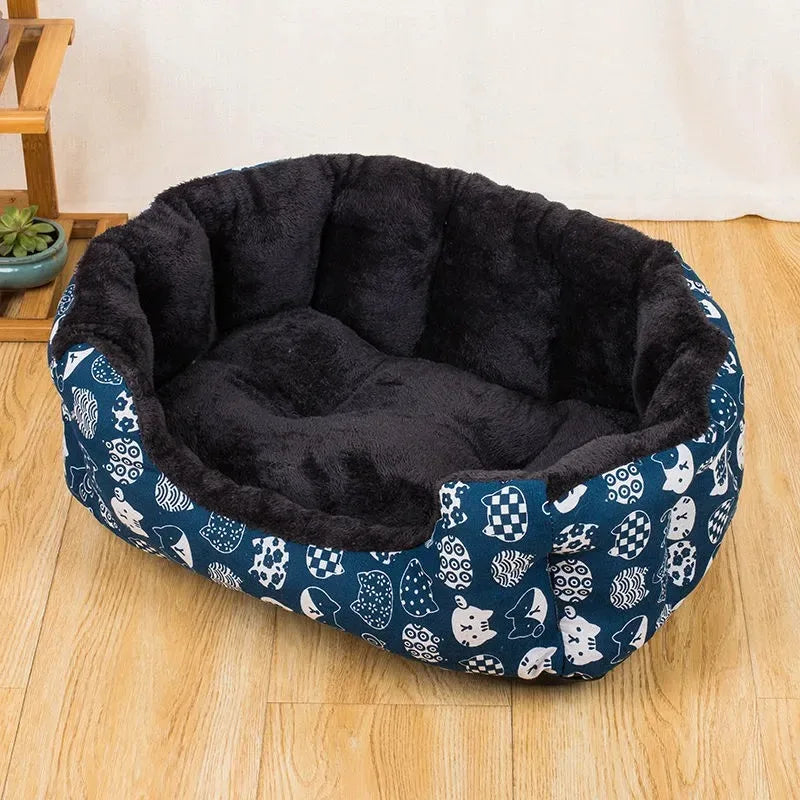 Round Plush Dog & Cat Bed – Soft, Warm Nest for Small Pets