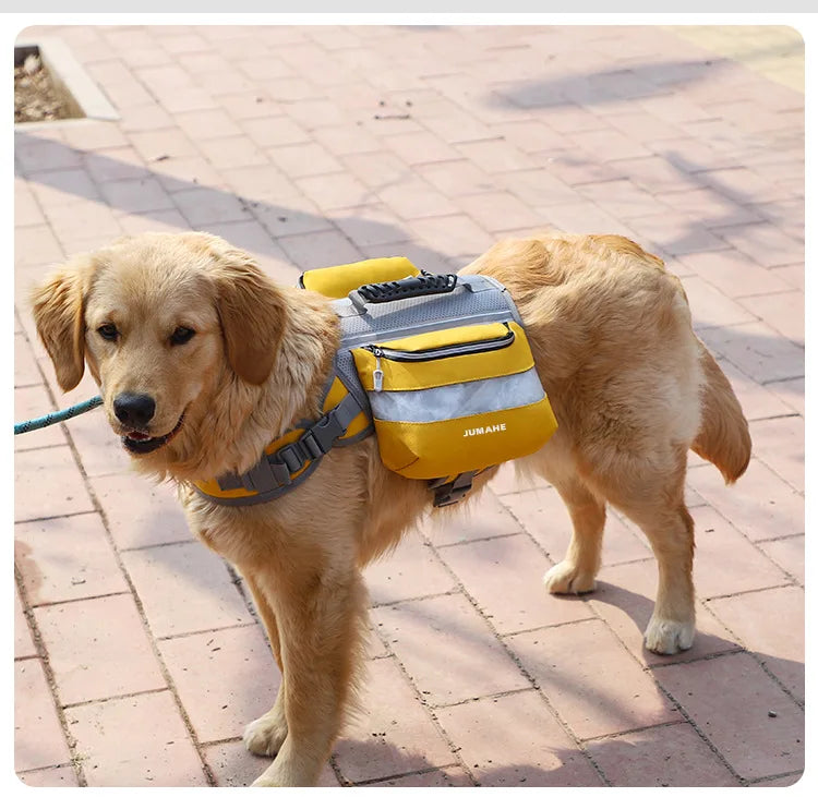 Outdoor Dog Backpack - Waterproof Reflective Tactical Saddle Bag with Double Snack Pockets for Medium & Large Dogs