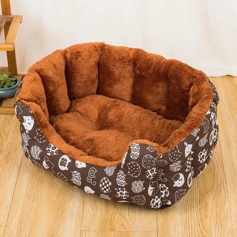 Round Plush Dog & Cat Bed – Soft, Warm Nest for Small Pets