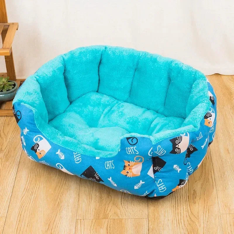 Round Plush Dog & Cat Bed – Soft, Warm Nest for Small Pets