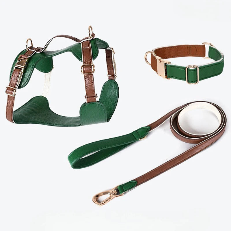 New Fashion High-End Leather Dog Harness with Adjustable Handheld Rope – Perfect for Medium & Large Dogs, Outdoor Accessories