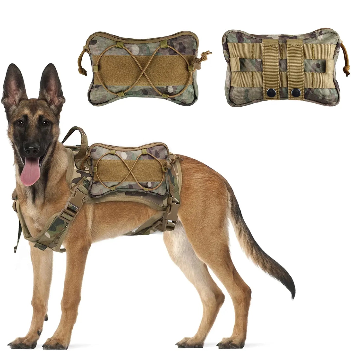 Tactical K9 Side Bag - Molle Pouch Attachment for Service Dog Harness