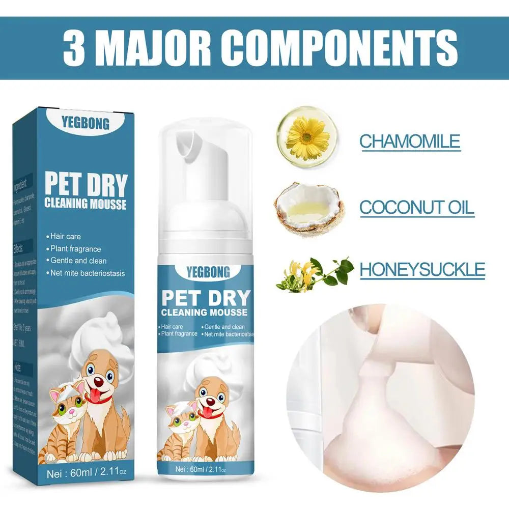 No-Rinse Waterless Pet Shampoo Odor Eliminator for Dogs and Cats Pet Grooming Supplies Safe Bathless Cleaning Mousse