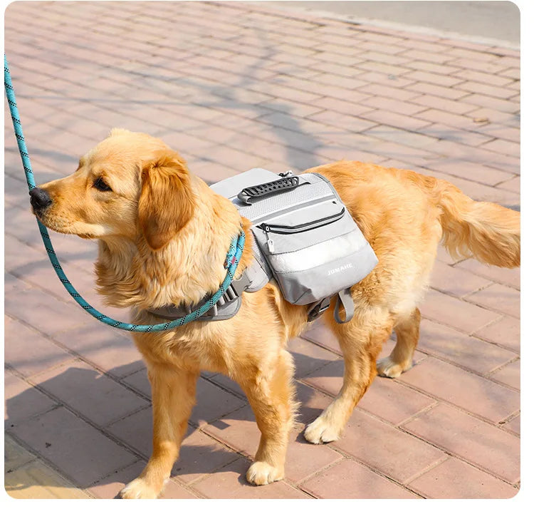 Outdoor Dog Backpack - Waterproof Reflective Tactical Saddle Bag with Double Snack Pockets for Medium & Large Dogs