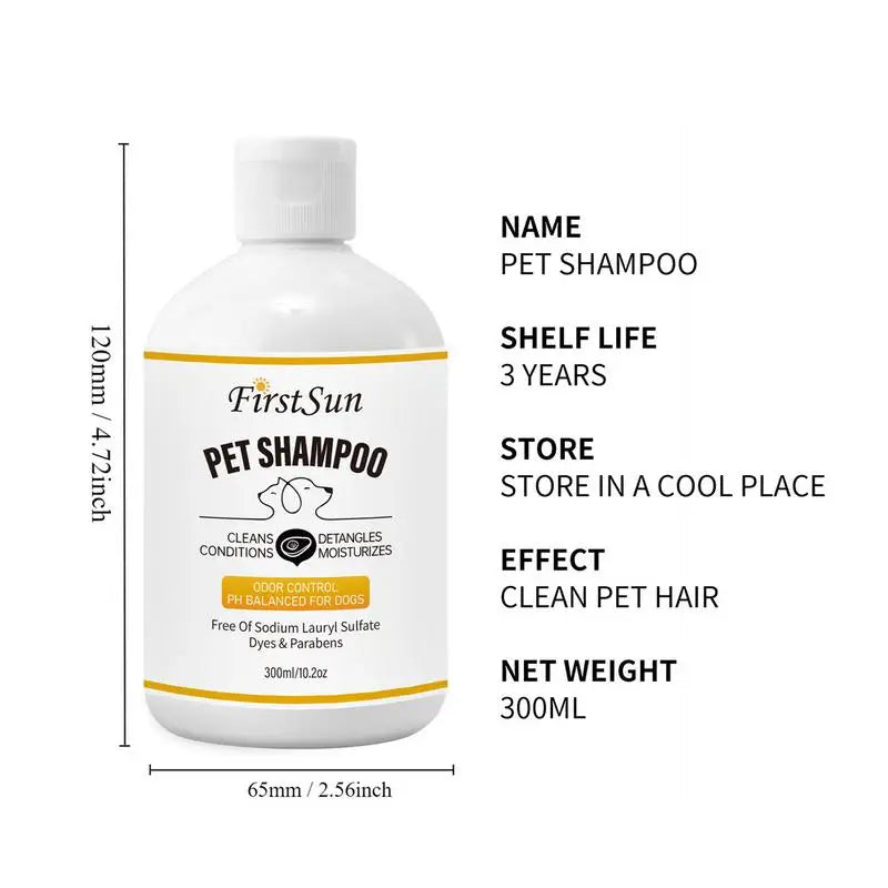 Natural Deodorizing Dog Cat Shampoo Gentle Body Wash Shower Gel Odor Eliminating Bath for Pet Grooming