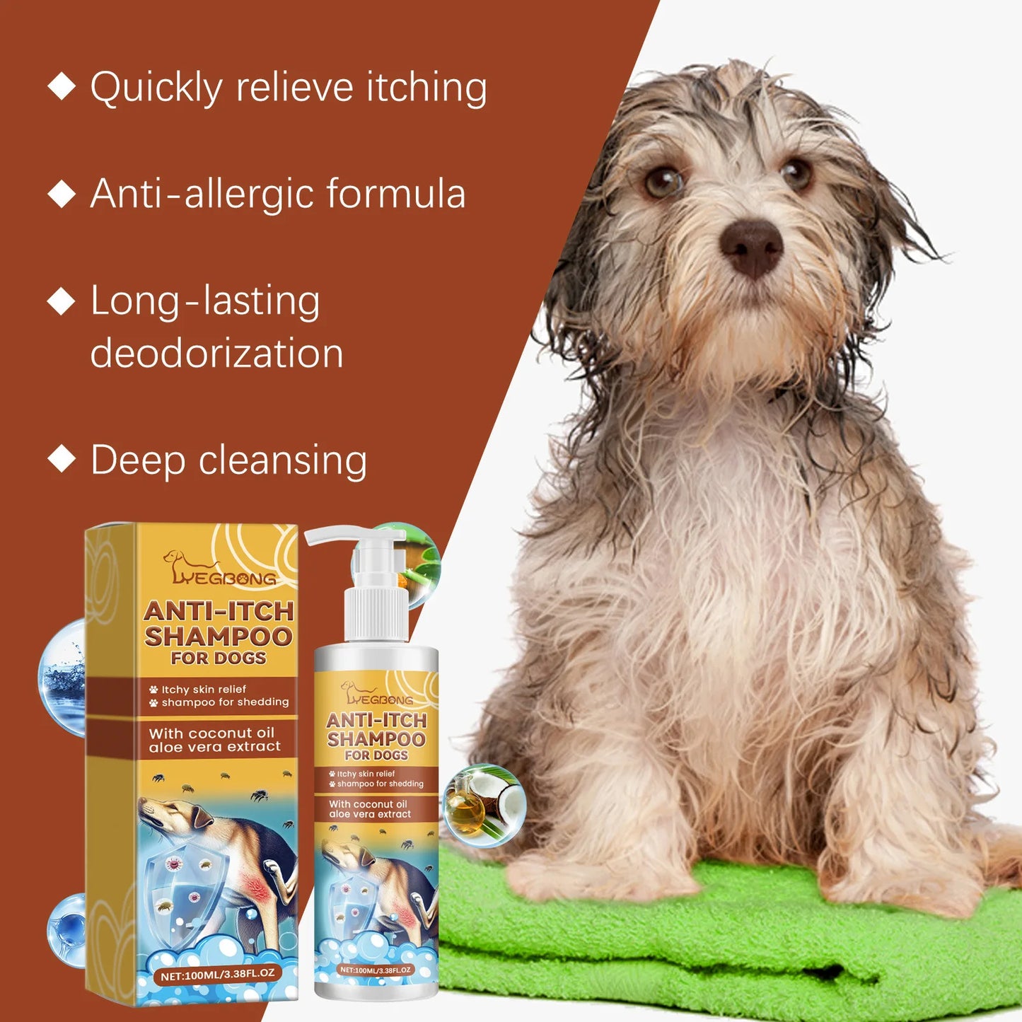 Pet Shampoo Conditioner Moisturizing for Sensitive Skin PH Balanced Anti Itching Flea Killer Dirt Mite Removal Cat Dog Cleaning Foam