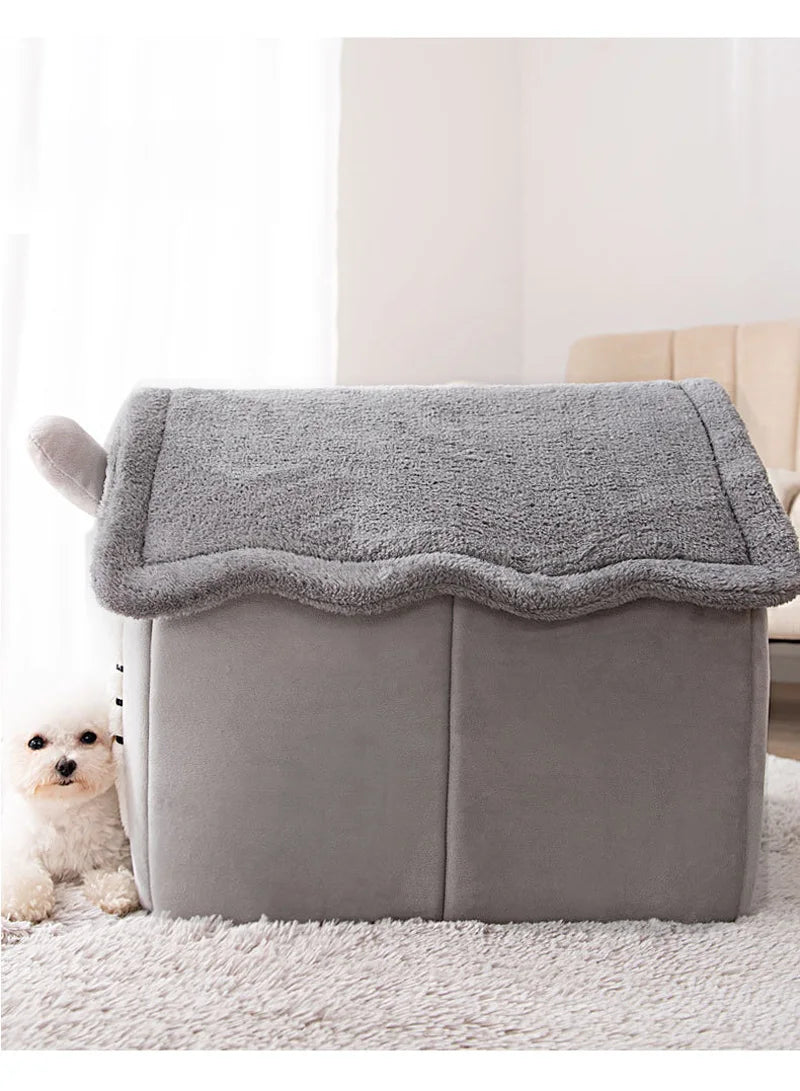 Cozy Cotton Pet Bed with Removable Cover - Fleece and High-Rebound Sponge Dog Sofa for Small to Large Dogs