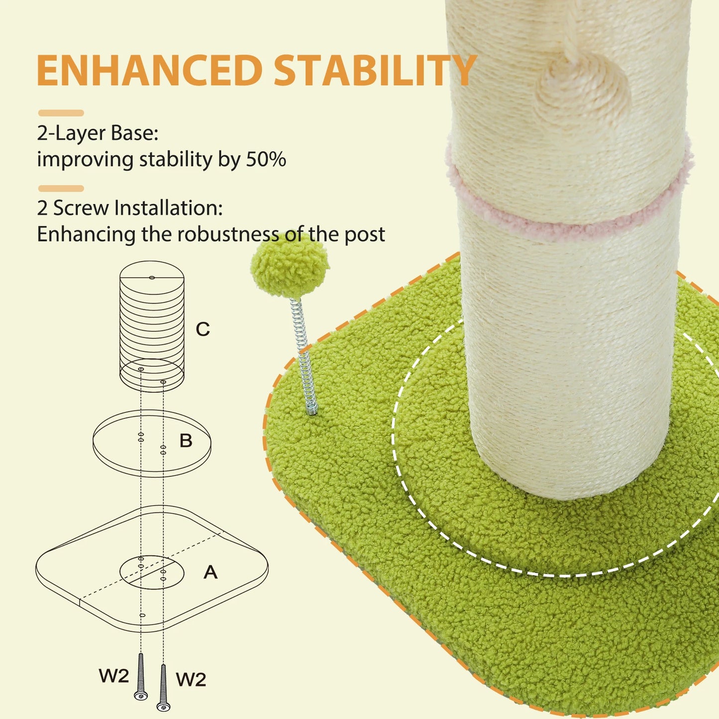 Road Flower Cat Scratching Post with Sisal and Play Balls – Double Tier