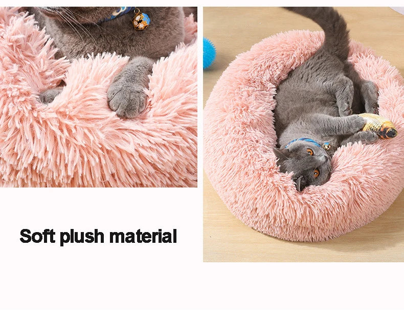 Soft Luxury Plush Pet Cushion – Round Cat and Dog Bed