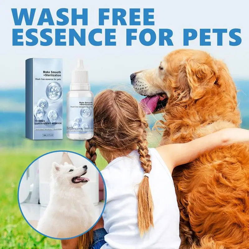 Pet Wash Free Essence Dog Cat Body Wash Hair Softening Removing Dirts Mites Deodorizing Reduce Itching Moisturizing