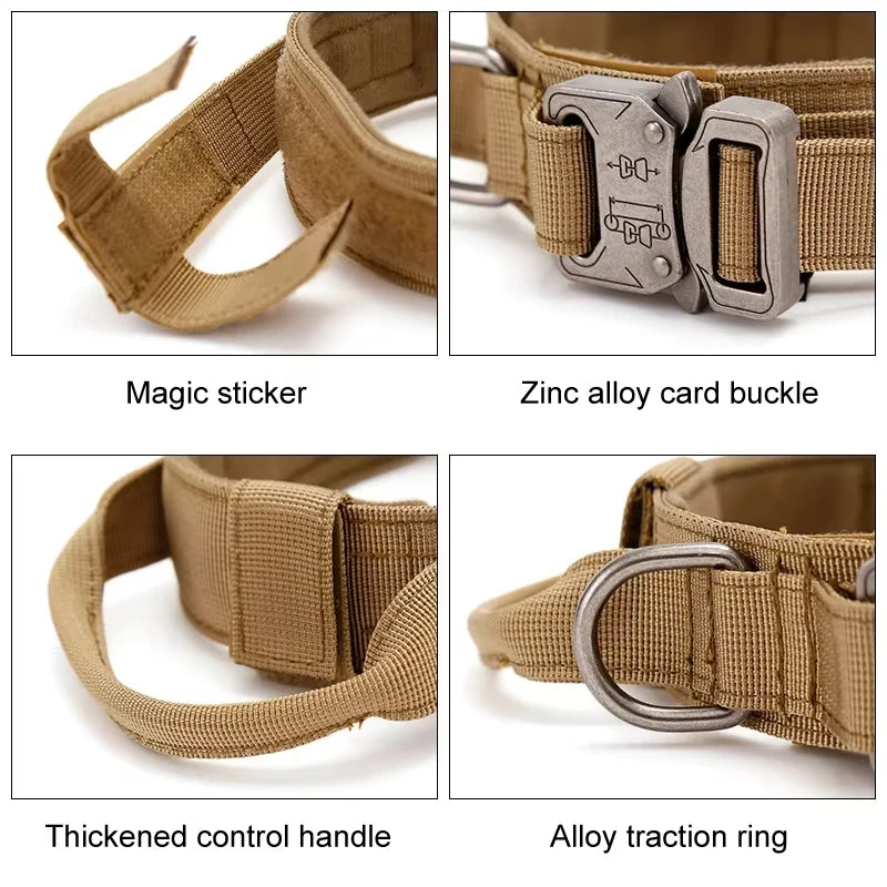 Duarable Military Tactical Dog Collar Adjustable Nylon Collar Size M, L, XL