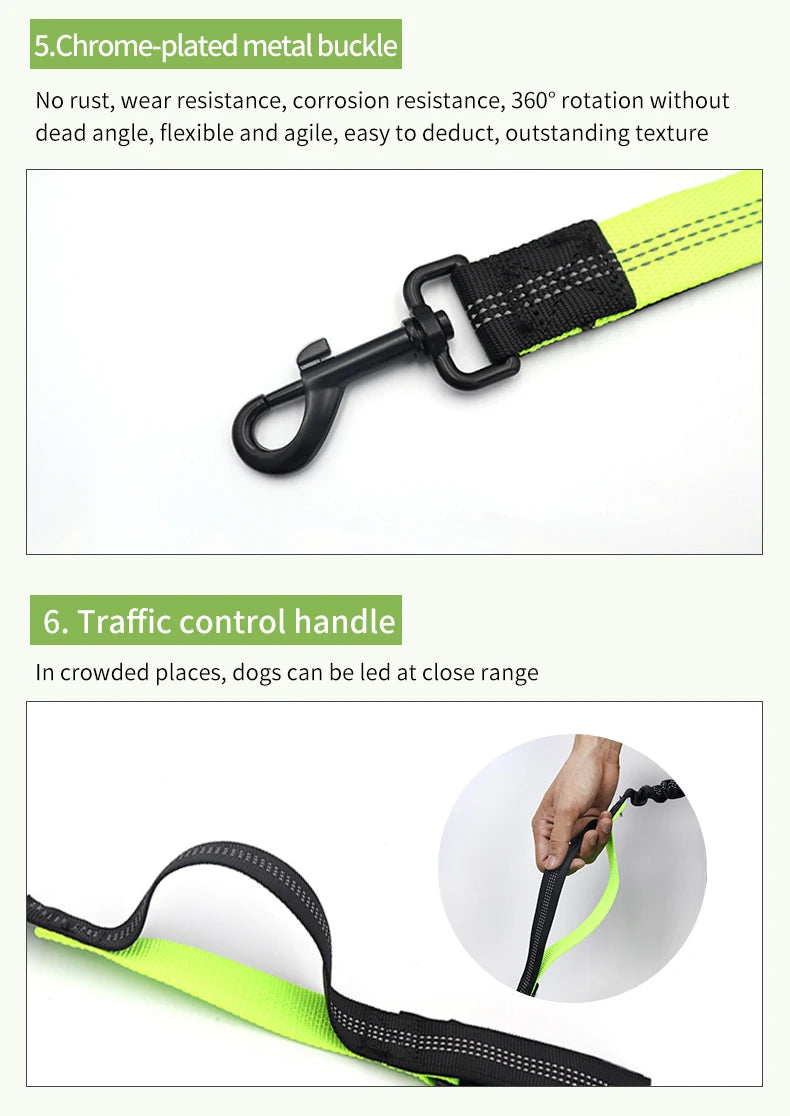 Adjustable Hands-Free Dog Leash with Waist Belt – Shock Absorbing & Reflective