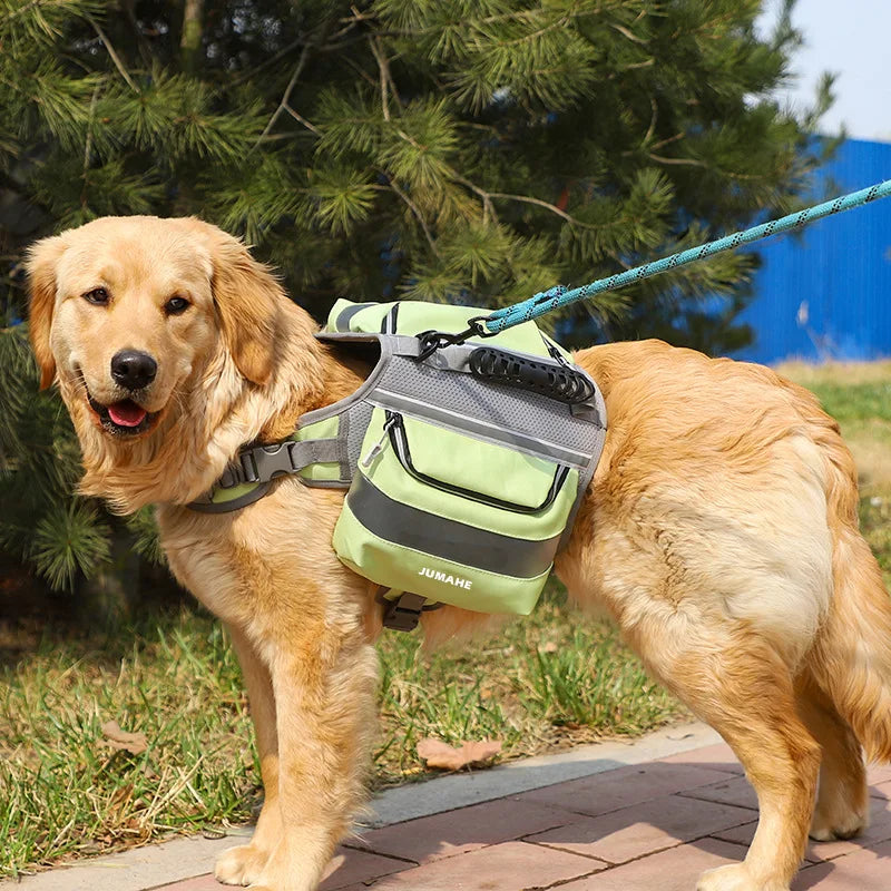 Outdoor Dog Backpack - Waterproof Reflective Tactical Saddle Bag with Double Snack Pockets for Medium & Large Dogs