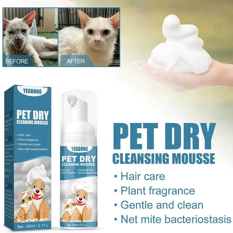 No-Rinse Waterless Pet Shampoo Odor Eliminator for Dogs and Cats Pet Grooming Supplies Safe Bathless Cleaning Mousse