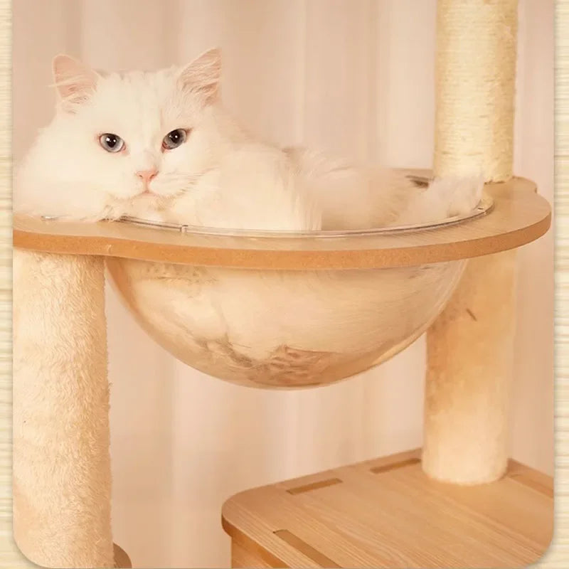 5-Layer Wooden Cat Scratching Post – Multi-Tier Climbing Tower for Cats