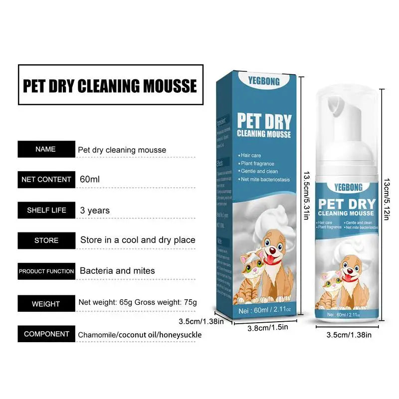 No-Rinse Waterless Pet Shampoo Odor Eliminator for Dogs and Cats Pet Grooming Supplies Safe Bathless Cleaning Mousse