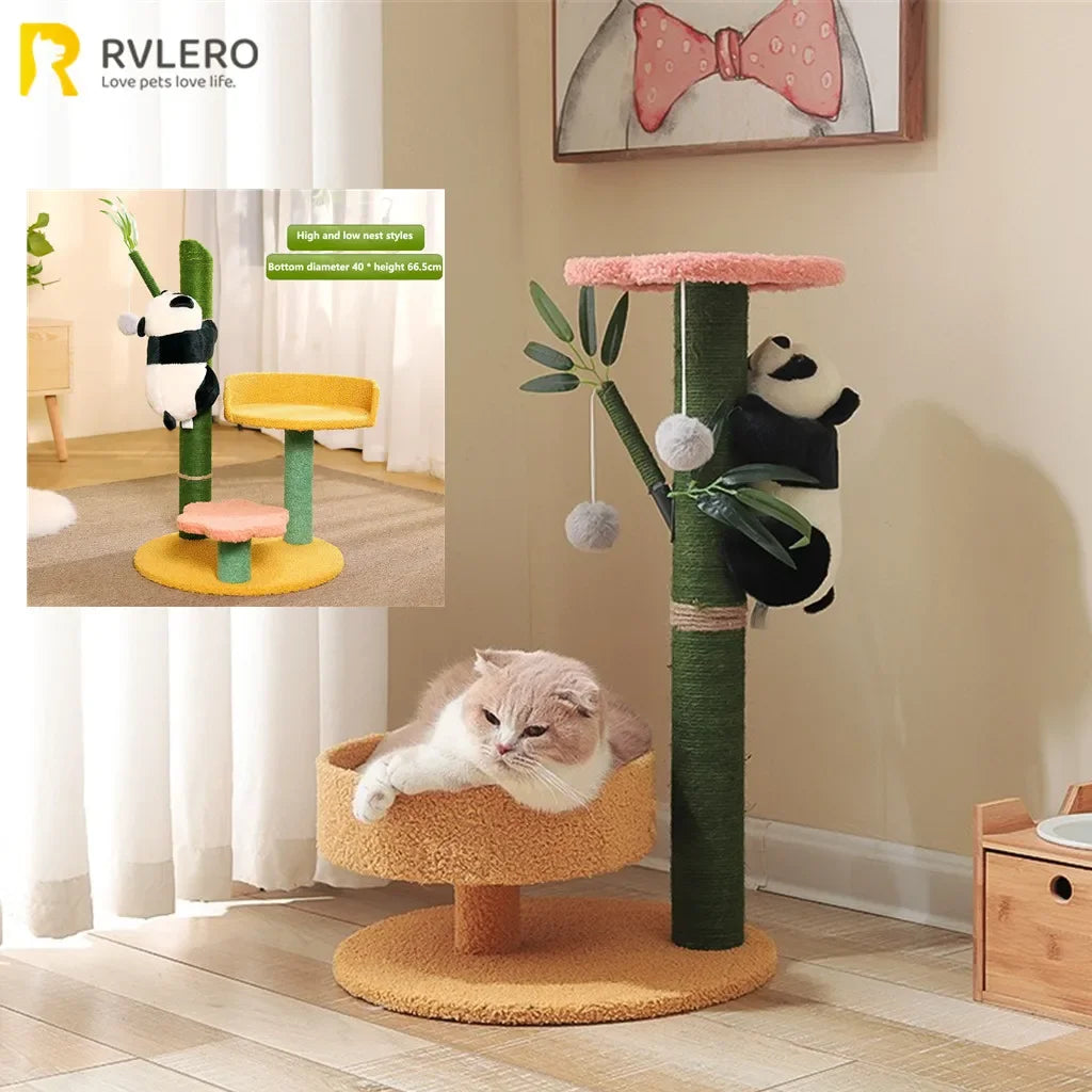 Panda-Themed Cat Tree with Sisal Scratching Posts – Cute Climbing Frame for Cats