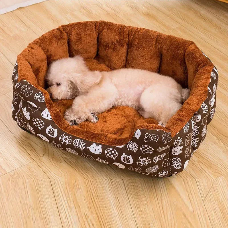 Round Plush Dog & Cat Bed – Soft, Warm Nest for Small Pets