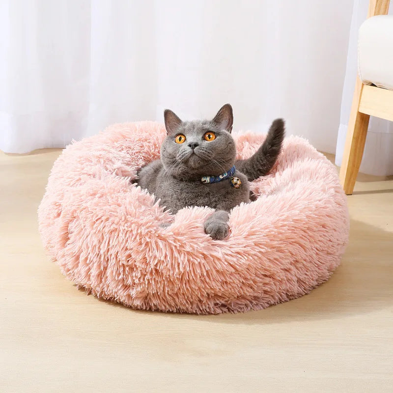 Soft Luxury Plush Pet Cushion – Round Cat and Dog Bed