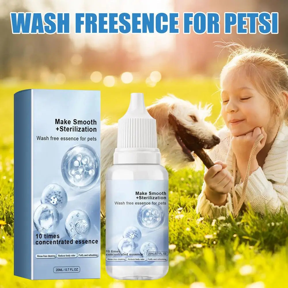 Pet Wash Free Essence Dog Cat Body Wash Hair Softening Removing Dirts Mites Deodorizing Reduce Itching Moisturizing