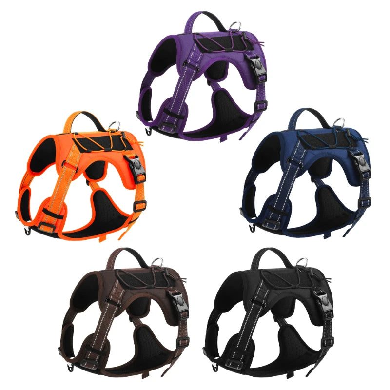 Durable Large Dog Vest Harness - Explosion-Proof Tactical Chest Straps with Reflective Design for Labrador, Greyhound, and Large Breeds