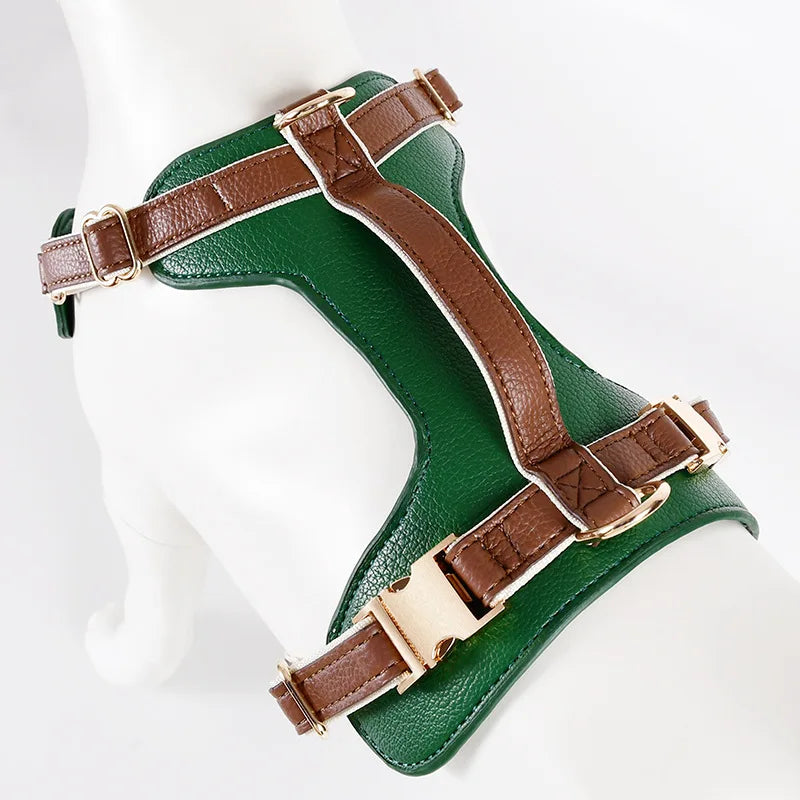 New Fashion High-End Leather Dog Harness with Adjustable Handheld Rope – Perfect for Medium & Large Dogs, Outdoor Accessories