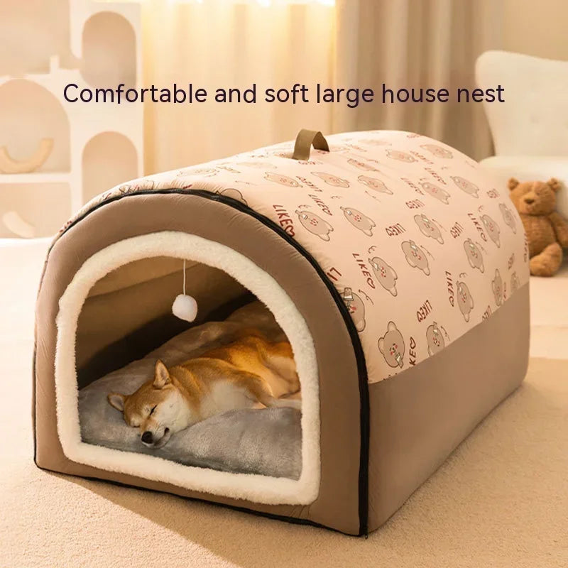 Removable & Washable Dog Bed – Large House-Style Pet Nest for Dogs & Cats