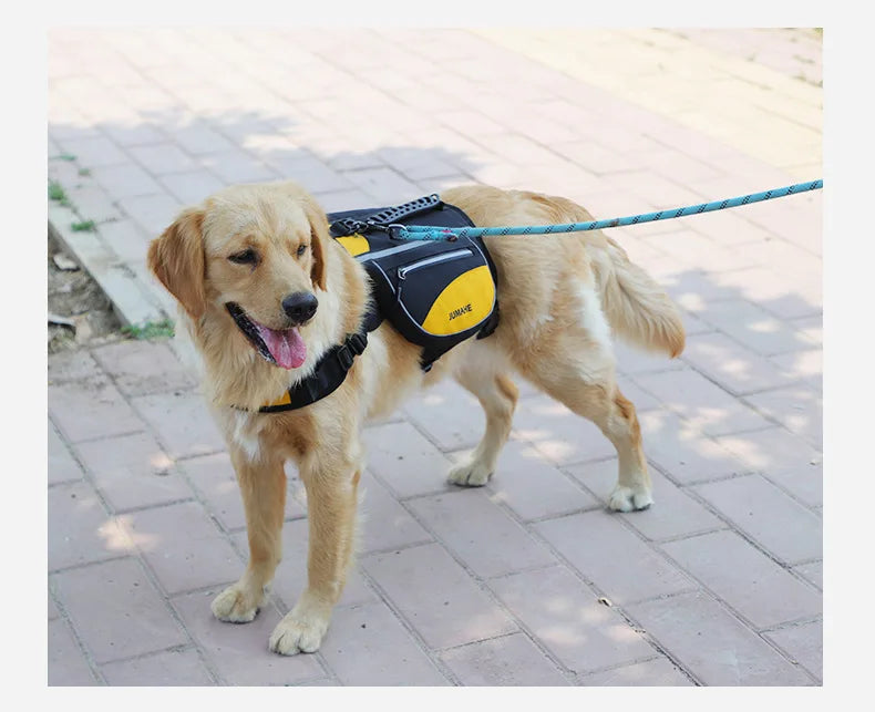 Outdoor Dog Backpack - Waterproof Reflective Tactical Saddle Bag with Double Snack Pockets for Medium & Large Dogs