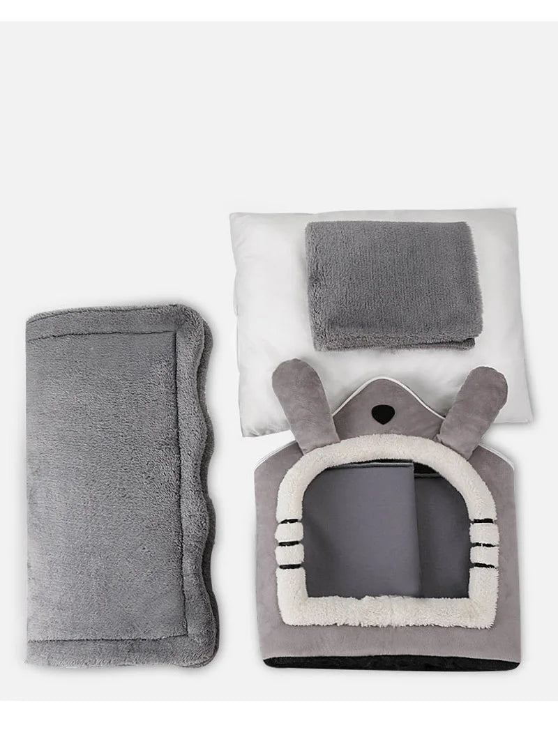 Cozy Cotton Pet Bed with Removable Cover - Fleece and High-Rebound Sponge Dog Sofa for Small to Large Dogs Grey